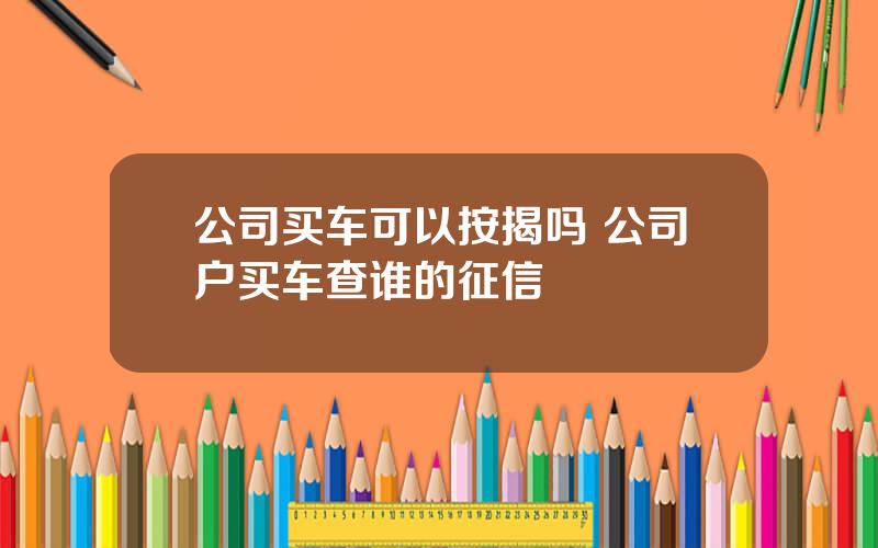 公司买车可以按揭吗 公司户买车查谁的征信